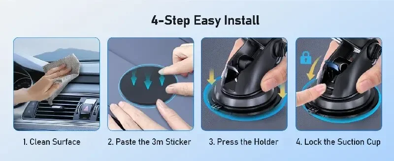 360° Rotatable Stable Car Phone Bracket Universal Windshield Suction Cup & Air Vent Mount Stand Car Phone Holder for Cellphone