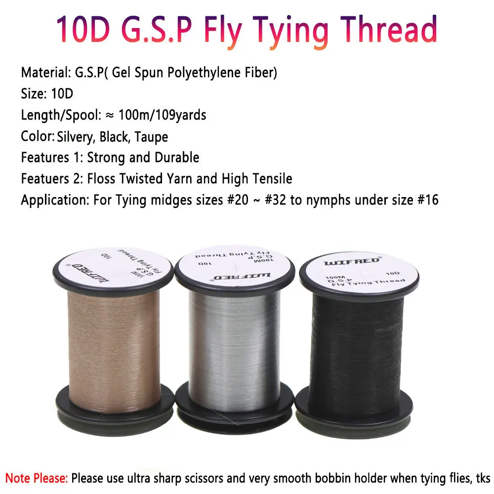 10D 20D 30D 50D 100D 75D 140D 200D GSP Fly Tying Polyethylene Floss Thread High Tensile Tying Line for Dry Wet Pike Streamer Fly