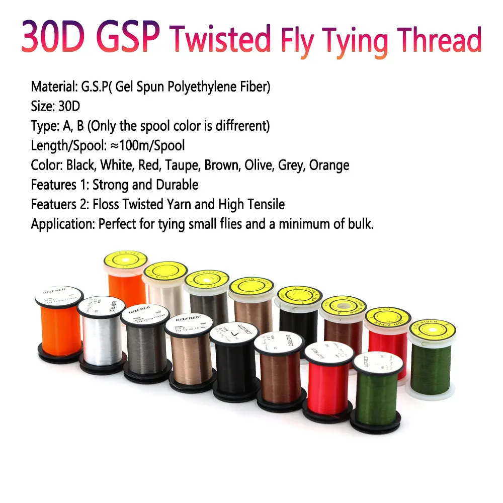 10D 20D 30D 50D 100D 75D 140D 200D GSP Fly Tying Polyethylene Floss Thread High Tensile Tying Line for Dry Wet Pike Streamer Fly