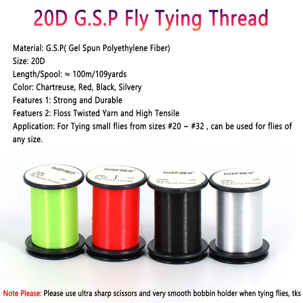 10D 20D 30D 50D 100D 75D 140D 200D GSP Fly Tying Polyethylene Floss Thread High Tensile Tying Line for Dry Wet Pike Streamer Fly