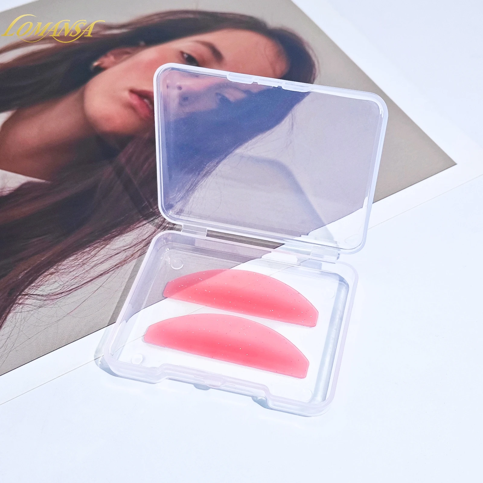 Lomansa 2Pcs Korean Lash Lift Shields Flat Lash Lift Silicone Pads For Perming Lotion No.1 Eyelash Softening Shields Makeup Tool