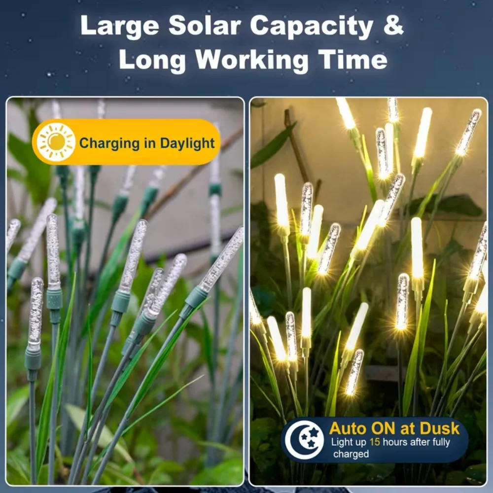 1/2/4PCS Outdoor Solar Reed Lights Waterproof Bubble Stake Lights For Garden Pathway Courtyard Decor