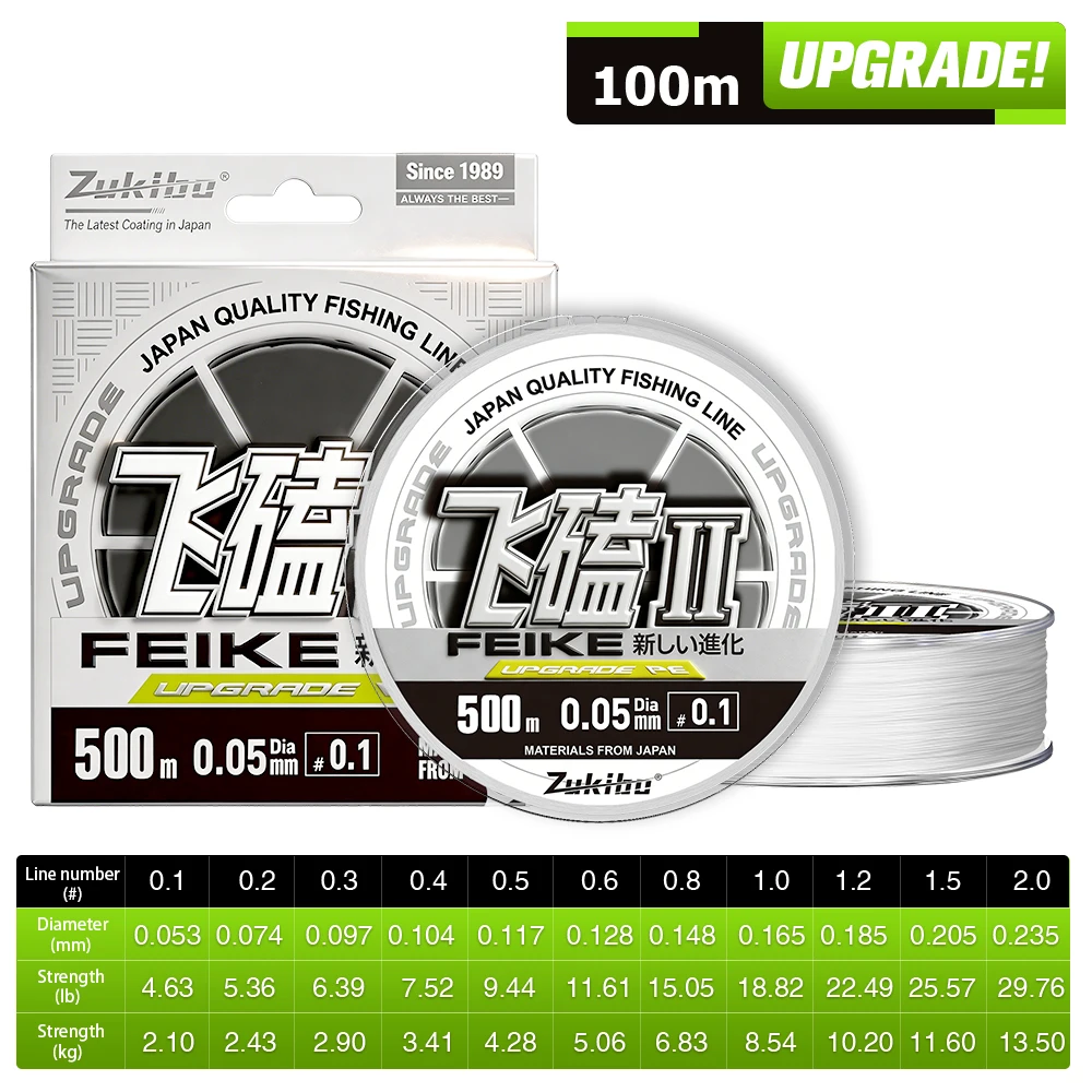ZUKIBO Brand FEIKE Ⅱ White Ultra Thinner Braided Fishing Line 1000M 500M 300M 100M Super Soft Strong Multifilament PE Line Carp