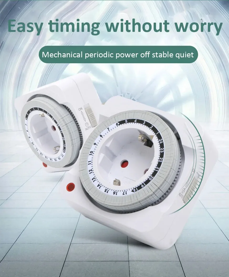 24 Hours Mechanical Timer Smart Countdown Auto Power-off Socket EU Plug For Indoor Use