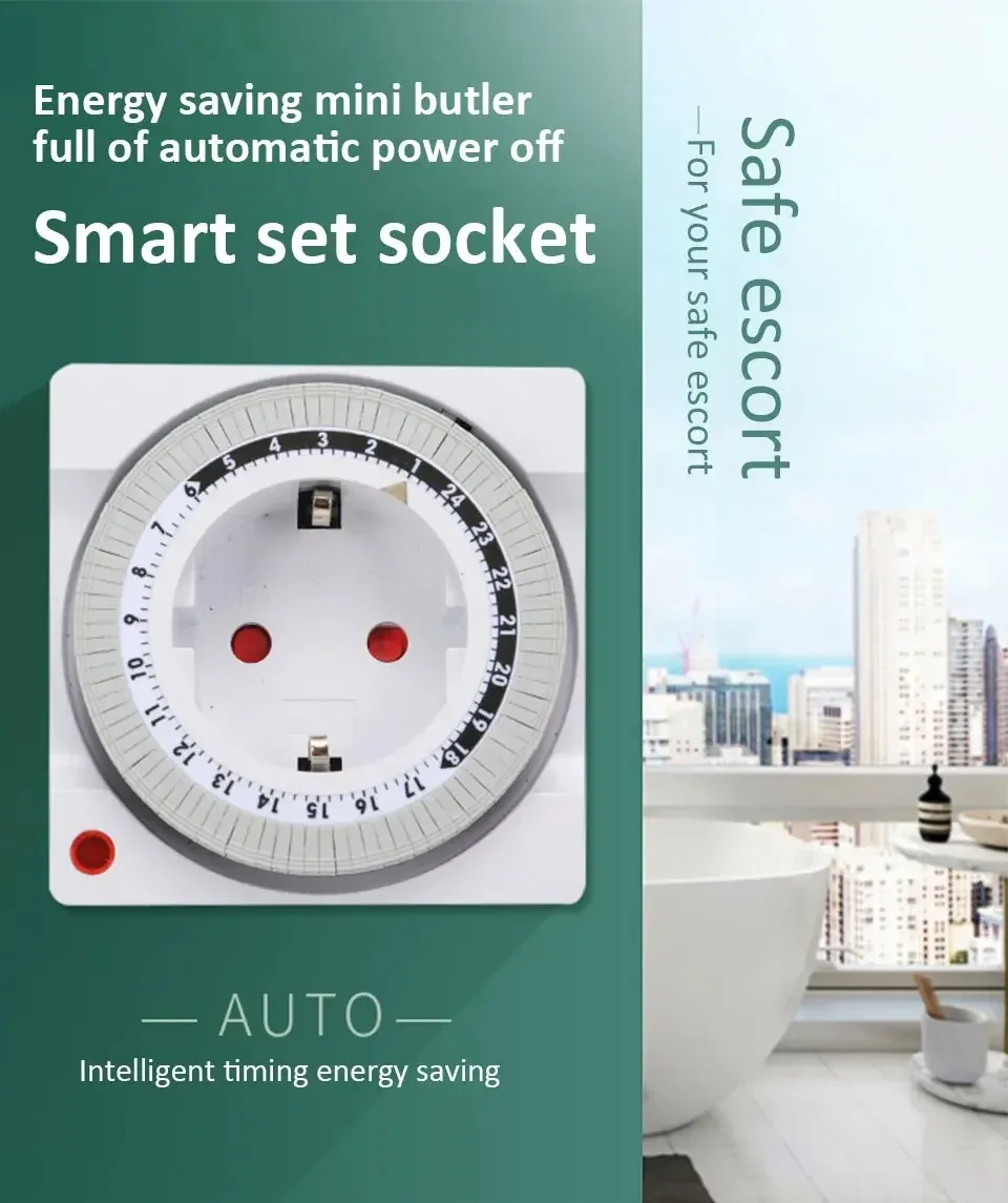 24 Hours Mechanical Timer Smart Countdown Auto Power-off Socket EU Plug For Indoor Use