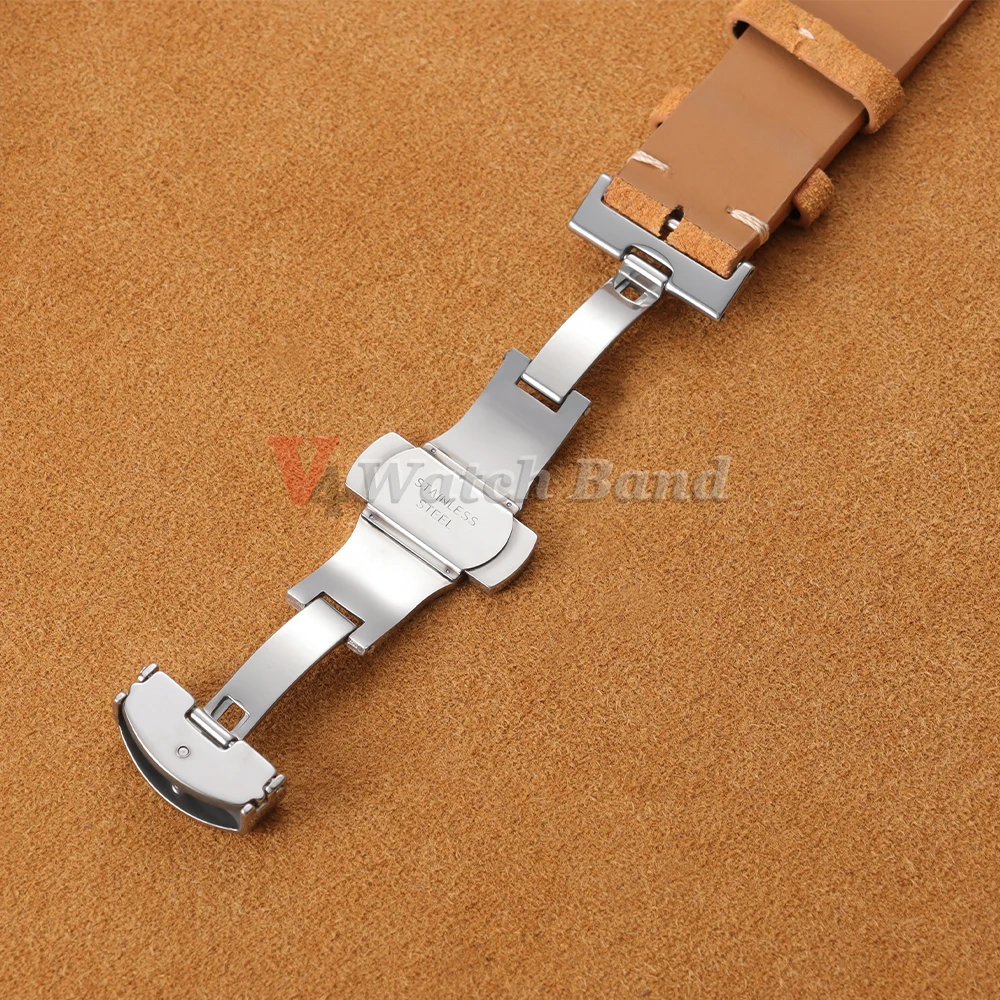 Vintage Suede Cowhide Watch Strap for Omega for Seiko 14/16/18/19/20/21/22mm Butterfly Buckle Bracelet Men Women Sport Wristband