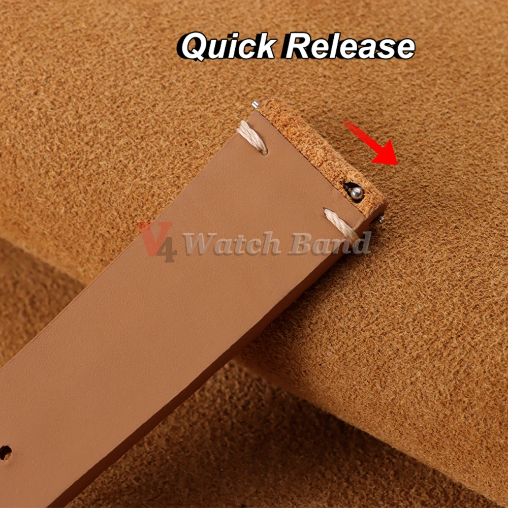 Vintage Suede Cowhide Watch Strap for Omega for Seiko 14/16/18/19/20/21/22mm Butterfly Buckle Bracelet Men Women Sport Wristband