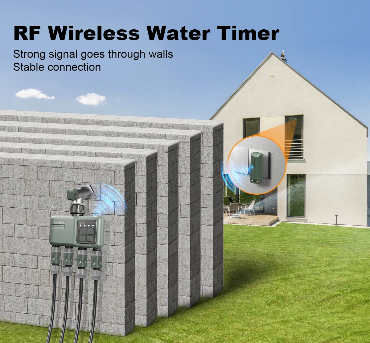 4Zone WiFi RF433 Water Timer Smart Irrigation Timer Water Valve Controller Solar Powered Smart Life Tuya App Auto Watering Timer