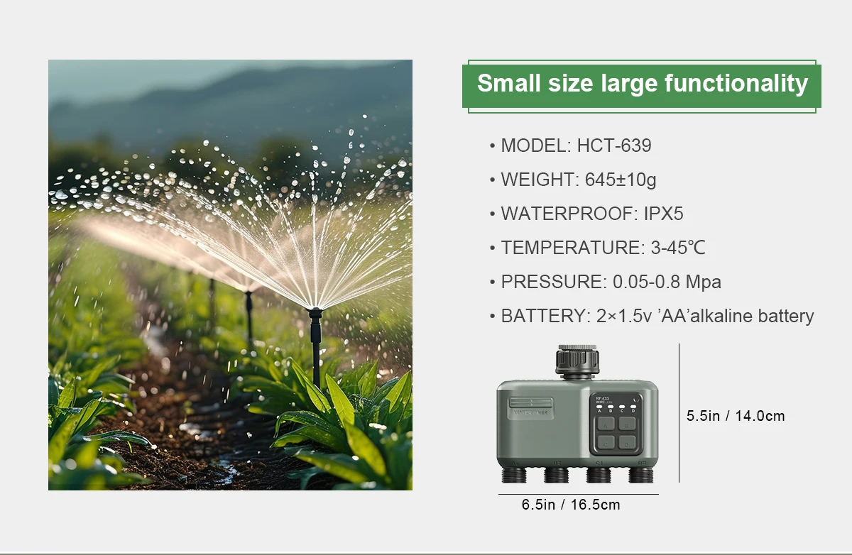 4Zone WiFi RF433 Water Timer Smart Irrigation Timer Water Valve Controller Solar Powered Smart Life Tuya App Auto Watering Timer