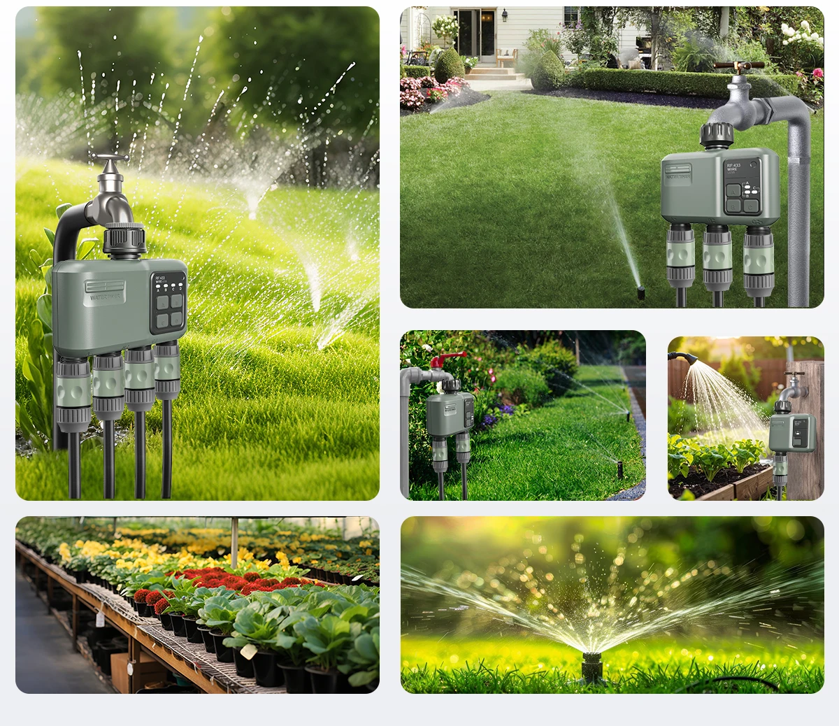 4Zone WiFi RF433 Water Timer Smart Irrigation Timer Water Valve Controller Solar Powered Smart Life Tuya App Auto Watering Timer