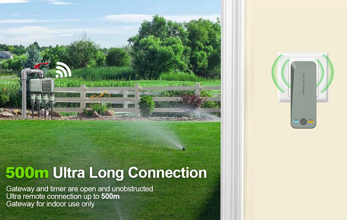 4Zone WiFi RF433 Water Timer Smart Irrigation Timer Water Valve Controller Solar Powered Smart Life Tuya App Auto Watering Timer