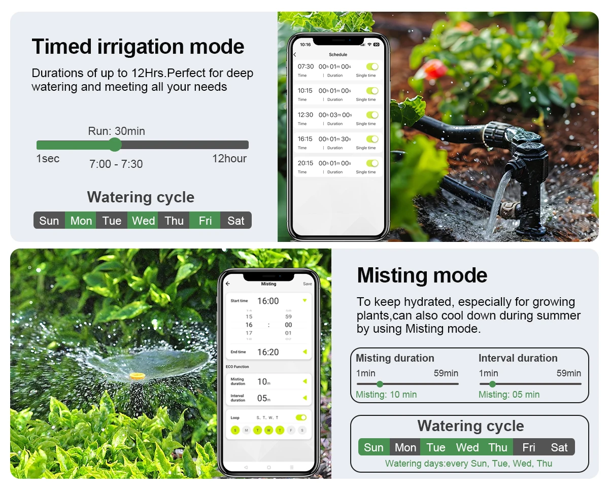 4Zone WiFi RF433 Water Timer Smart Irrigation Timer Water Valve Controller Solar Powered Smart Life Tuya App Auto Watering Timer