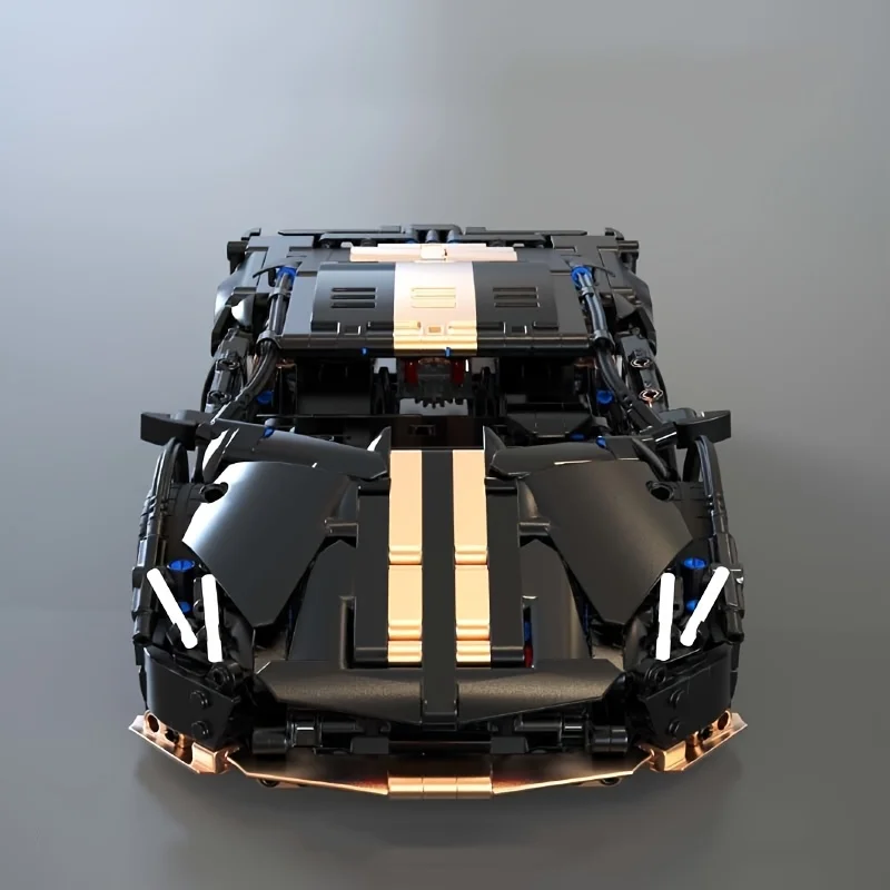1:14 Black Sports Car Building Blocks Set, Suitable for 14+, Adult Collectiblel Assembled Model, Home Decoration & Gift