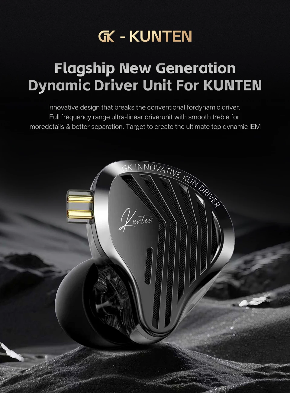 GK KUNTEN In-ear Headphones Innovative Kun Driver Heavy Bass HIFI Metal Sports Detachable 2PIN Compatible With KZ Zenith EDX PRO