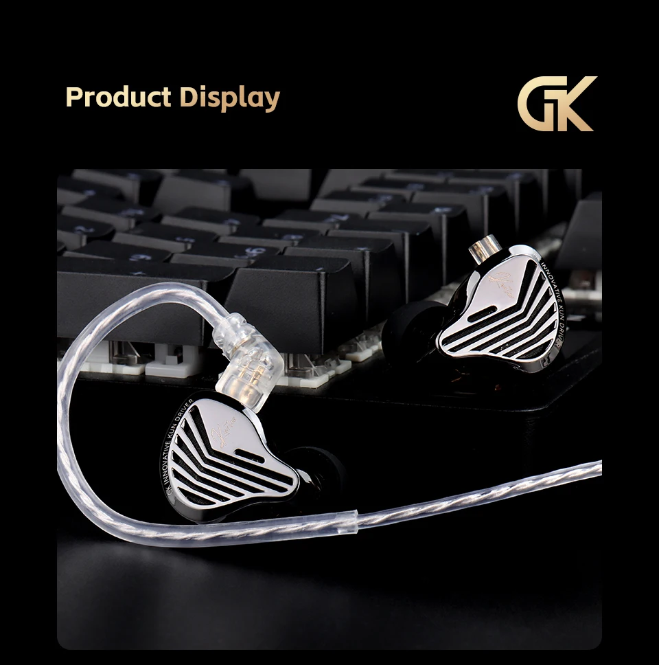 GK KUNTEN In-ear Headphones Innovative Kun Driver Heavy Bass HIFI Metal Sports Detachable 2PIN Compatible With KZ Zenith EDX PRO