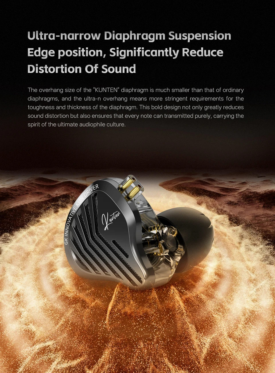 GK KUNTEN In-ear Headphones Innovative Kun Driver Heavy Bass HIFI Metal Sports Detachable 2PIN Compatible With KZ Zenith EDX PRO