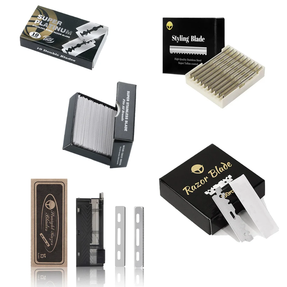15/100pcs Box Professional Stainless Steel Razor Blade Manual Shaver Double And Single-Sided Blade Men Shaving Replacement Blade