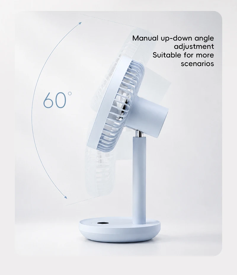 KINSCOTER Smart Oscillating Desk Fan 4000mAh USB Angle Adjustable Silent Rechargeable Fan 5 Wind Speeds for Home/Office/Gift