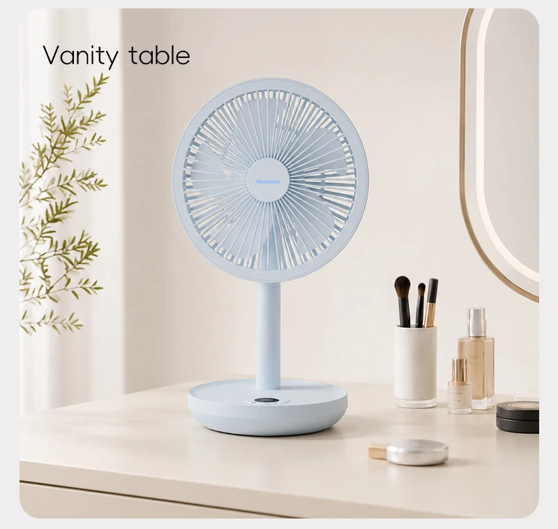 KINSCOTER Smart Oscillating Desk Fan 4000mAh USB Angle Adjustable Silent Rechargeable Fan 5 Wind Speeds for Home/Office/Gift