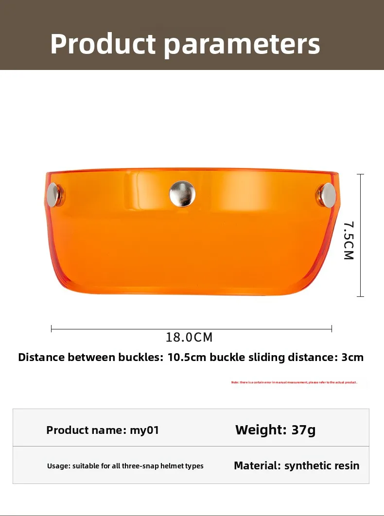 3 Snap-Button Visor Jet Helmet Visor Brim for Small Motorcycle Scooter Helmet Accessory Universal Fit