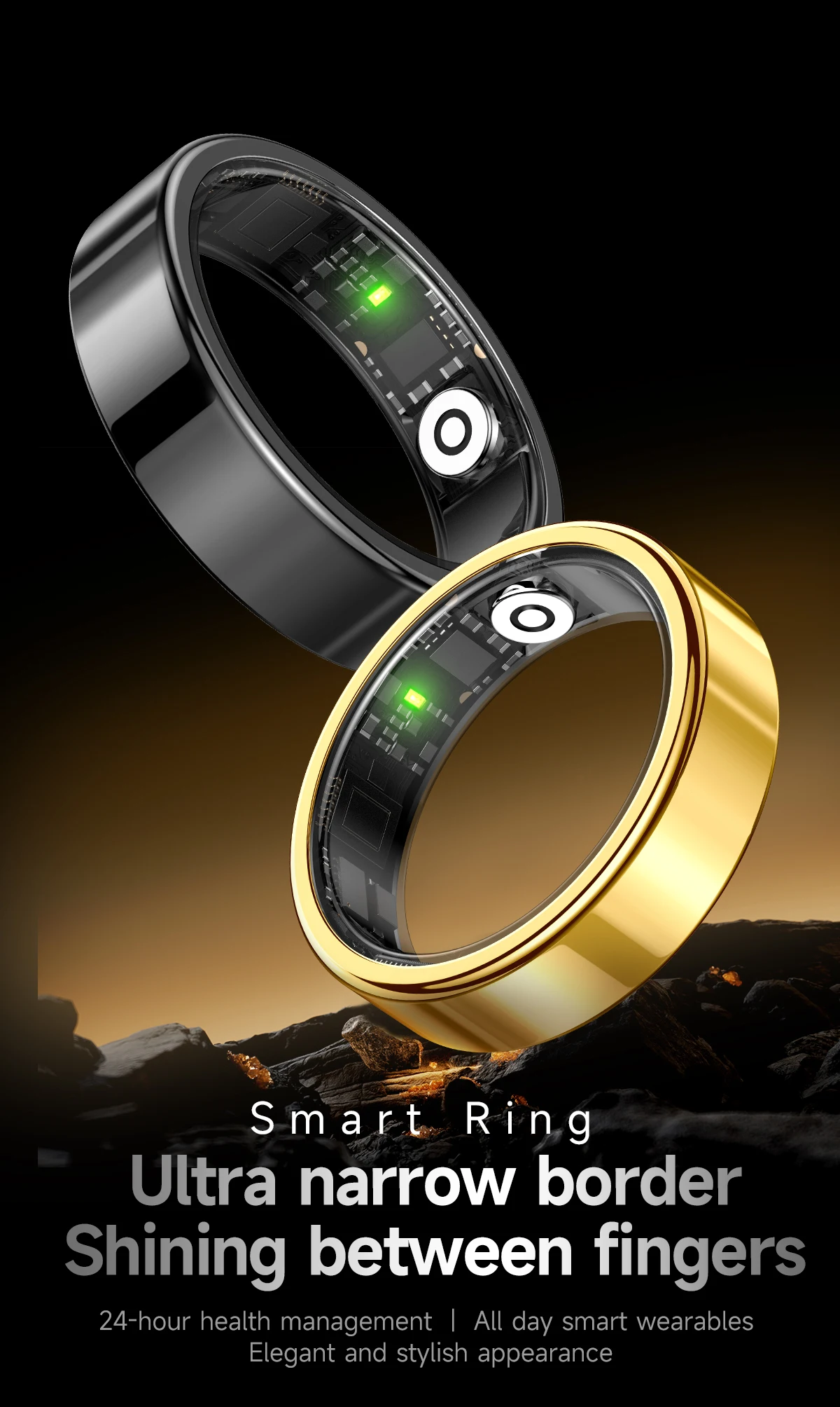 2026 New Smart Ring Heart Rate Blood Pressure Sleep Monitoring Motion Tracking IP68 Waterproof Men Women Smart Ring Holiday Gift