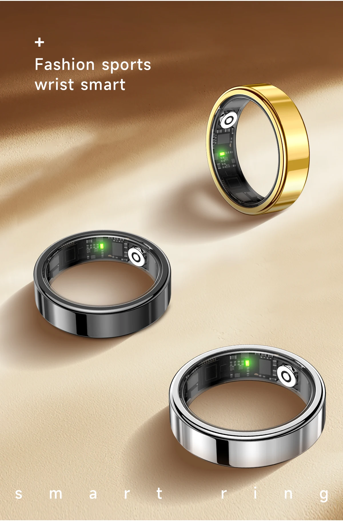 2026 New Smart Ring Heart Rate Blood Pressure Sleep Monitoring Motion Tracking IP68 Waterproof Men Women Smart Ring Holiday Gift