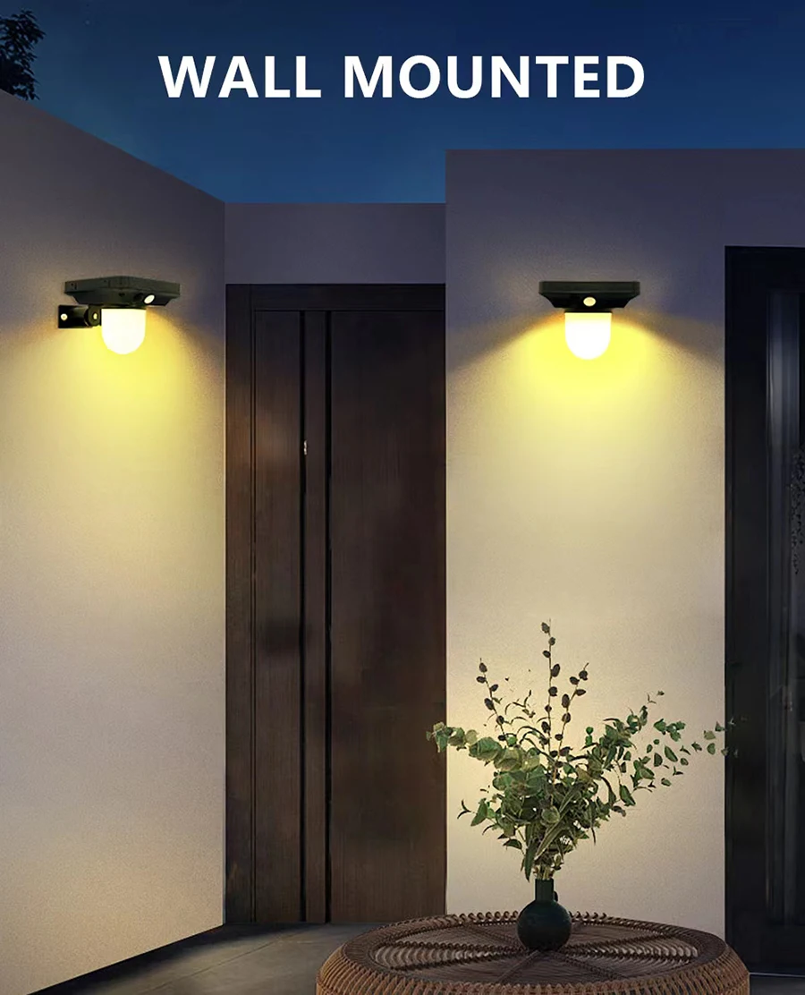 1-4PC Solar Landscape Spotlights Garden Motion Sensor Pathway Lights 3 Modes Waterproof Wall Lamp Patio Lawn Walkway Decor