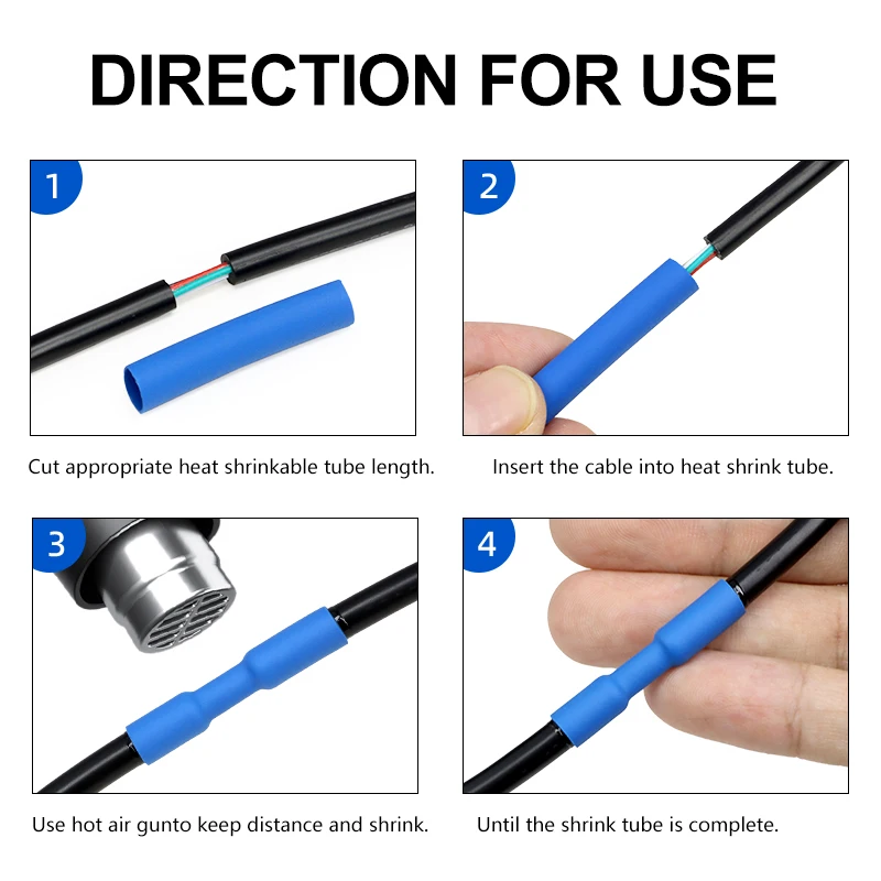 2M 11 Colors 3:1 with Glue Heat Shrink Tube 1.6mm ~ 50mm Dual Wall Adhesive Lined Polyolefin Shrinkage Wire Cable Protect Sleeve
