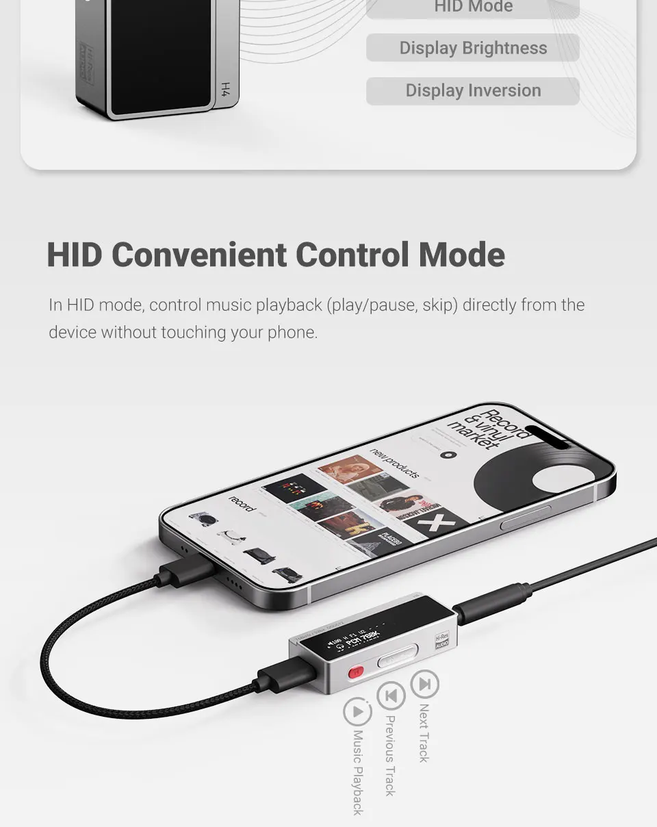 AIYIMA H4 HIFI Portable Headphone Amplifier USB DAC AMP ES9039Q2M PCM768 DSD512 4.4mm Balanced/3.5mm Jack Output OLED Display
