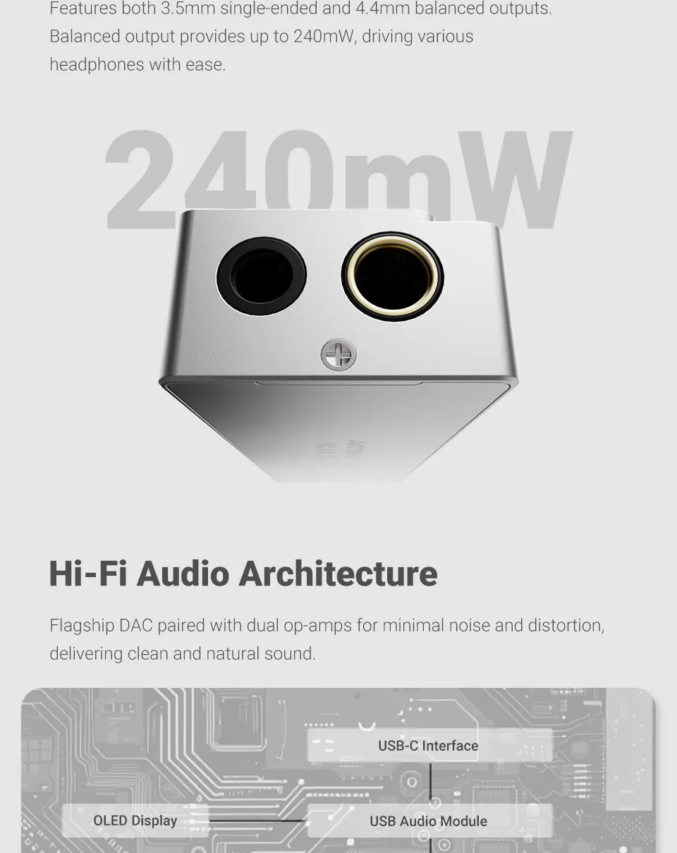 AIYIMA H4 HIFI Portable Headphone Amplifier USB DAC AMP ES9039Q2M PCM768 DSD512 4.4mm Balanced/3.5mm Jack Output OLED Display