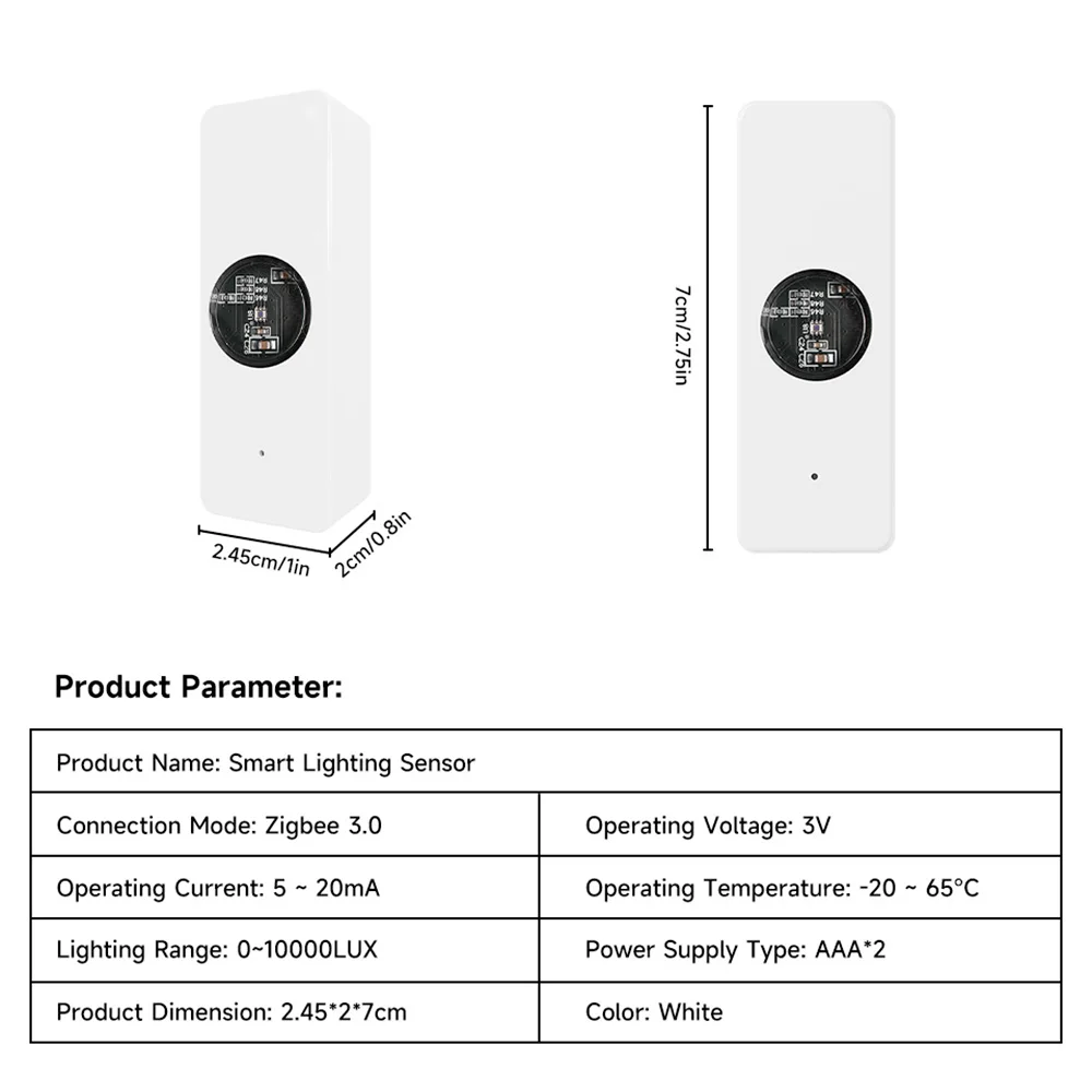 Tuya ZigBee Light Sensor Luminance Brightness Detector Smart Home Illumination Sensor Works with Smart Life