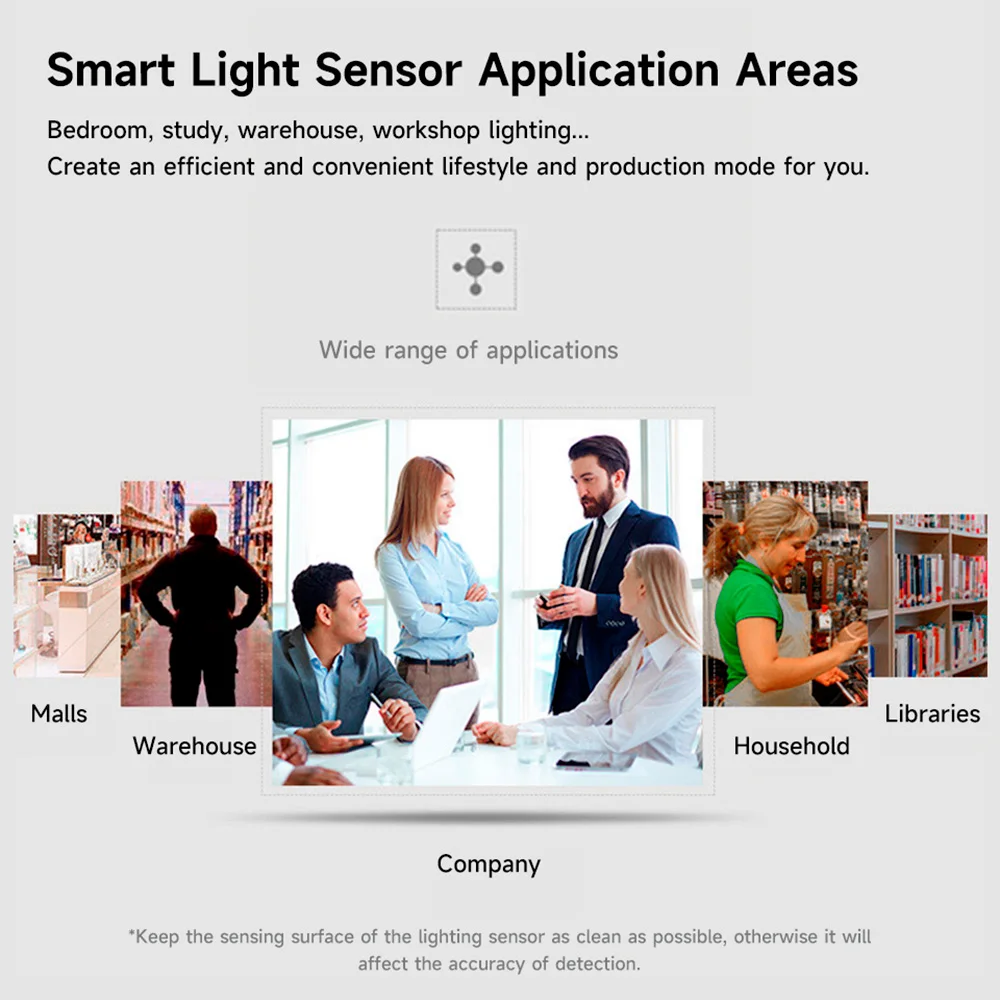 Tuya ZigBee Light Sensor Luminance Brightness Detector Smart Home Illumination Sensor Works with Smart Life