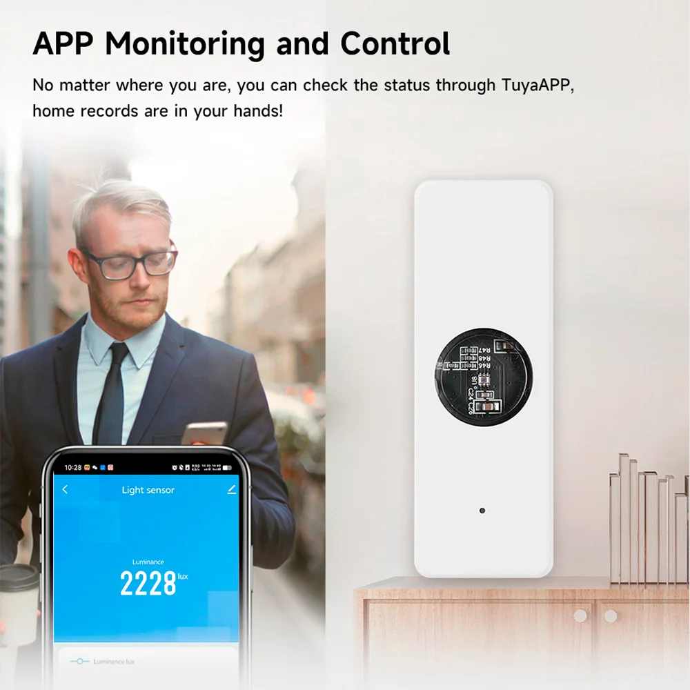 Tuya ZigBee Light Sensor Luminance Brightness Detector Smart Home Illumination Sensor Works with Smart Life