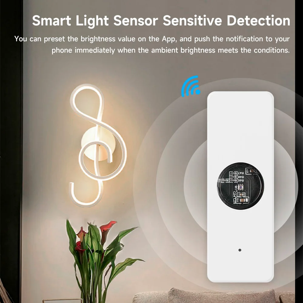 Tuya ZigBee Light Sensor Luminance Brightness Detector Smart Home Illumination Sensor Works with Smart Life