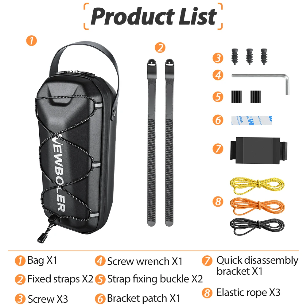 NEWBOLER 3L/5L Electric Scooter EVA Hard Shell Hanging Bag Headband Folding Electric Bicycle Quick Release Electric Scooter Bag