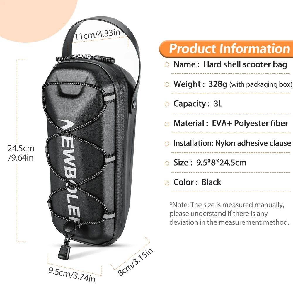 NEWBOLER 3L/5L Electric Scooter EVA Hard Shell Hanging Bag Headband Folding Electric Bicycle Quick Release Electric Scooter Bag