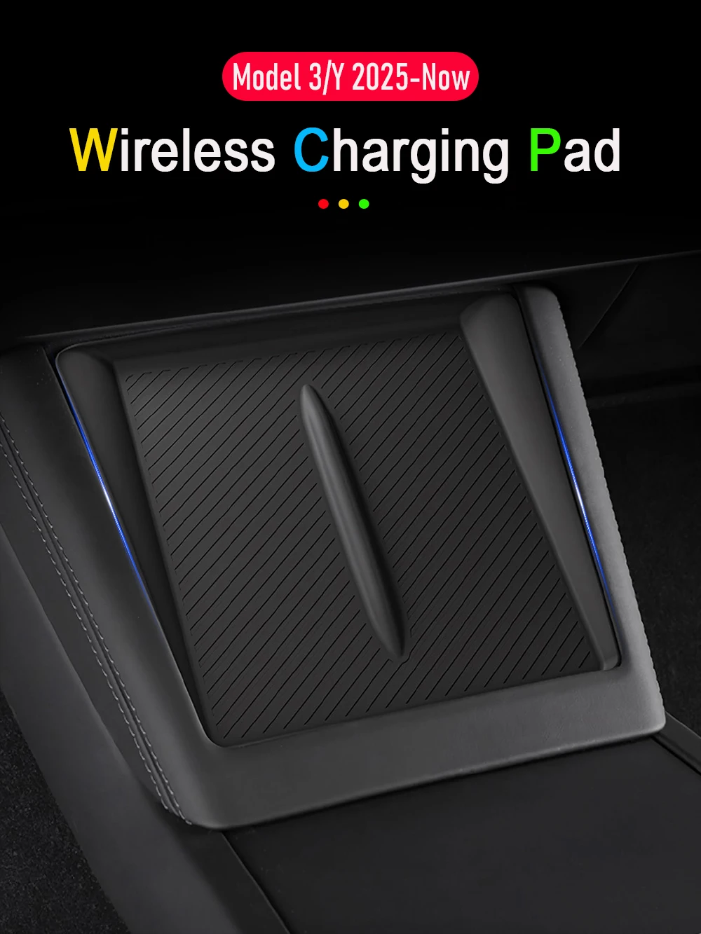 Non-slip Car Charger Mat Center Console Wireless Charging Pad for Tesla Model Y Juniper Model 3 2025 2026 Organizer Accessories