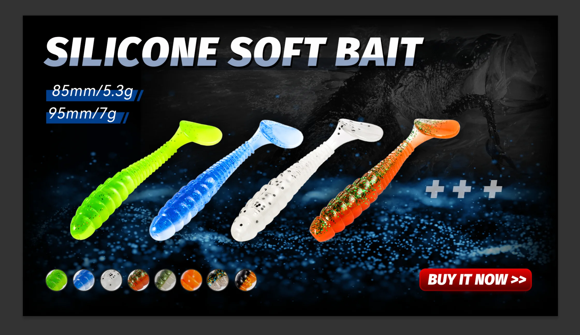 Hunthouse 3PCS/lot Twin Tail Trailer Soft Fishing Lures Silicone Spinning Souple 145mm/21.7g 175mm/36.7g PVC For Pike LW234