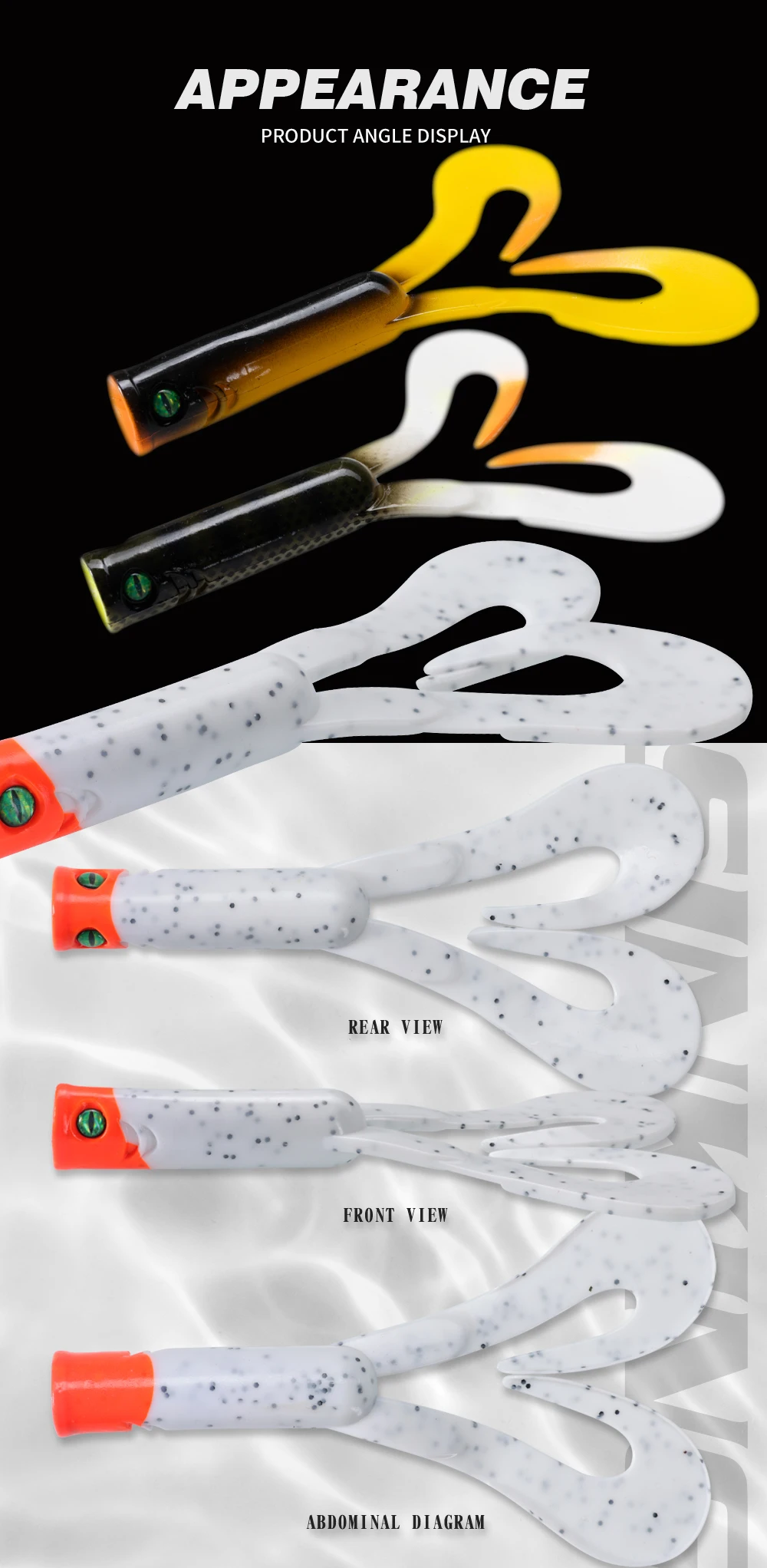 Hunthouse 3PCS/lot Twin Tail Trailer Soft Fishing Lures Silicone Spinning Souple 145mm/21.7g 175mm/36.7g PVC For Pike LW234