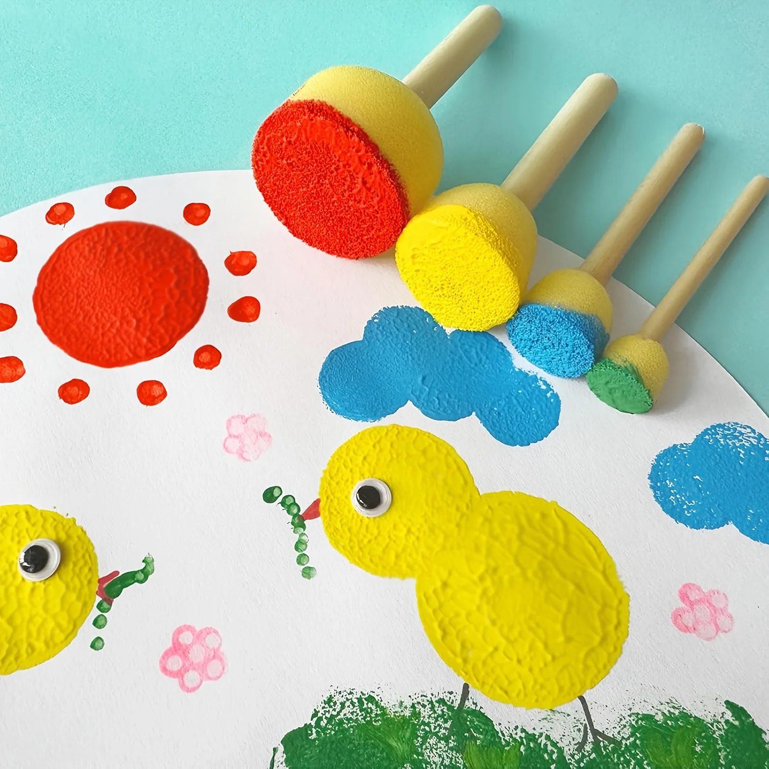 30Pcs Round Sponge Brushes for Painting (4 Sizes), Paint Sponges for Acrylic Painting, Stencil Painting Tools for Kids, Foam Pai