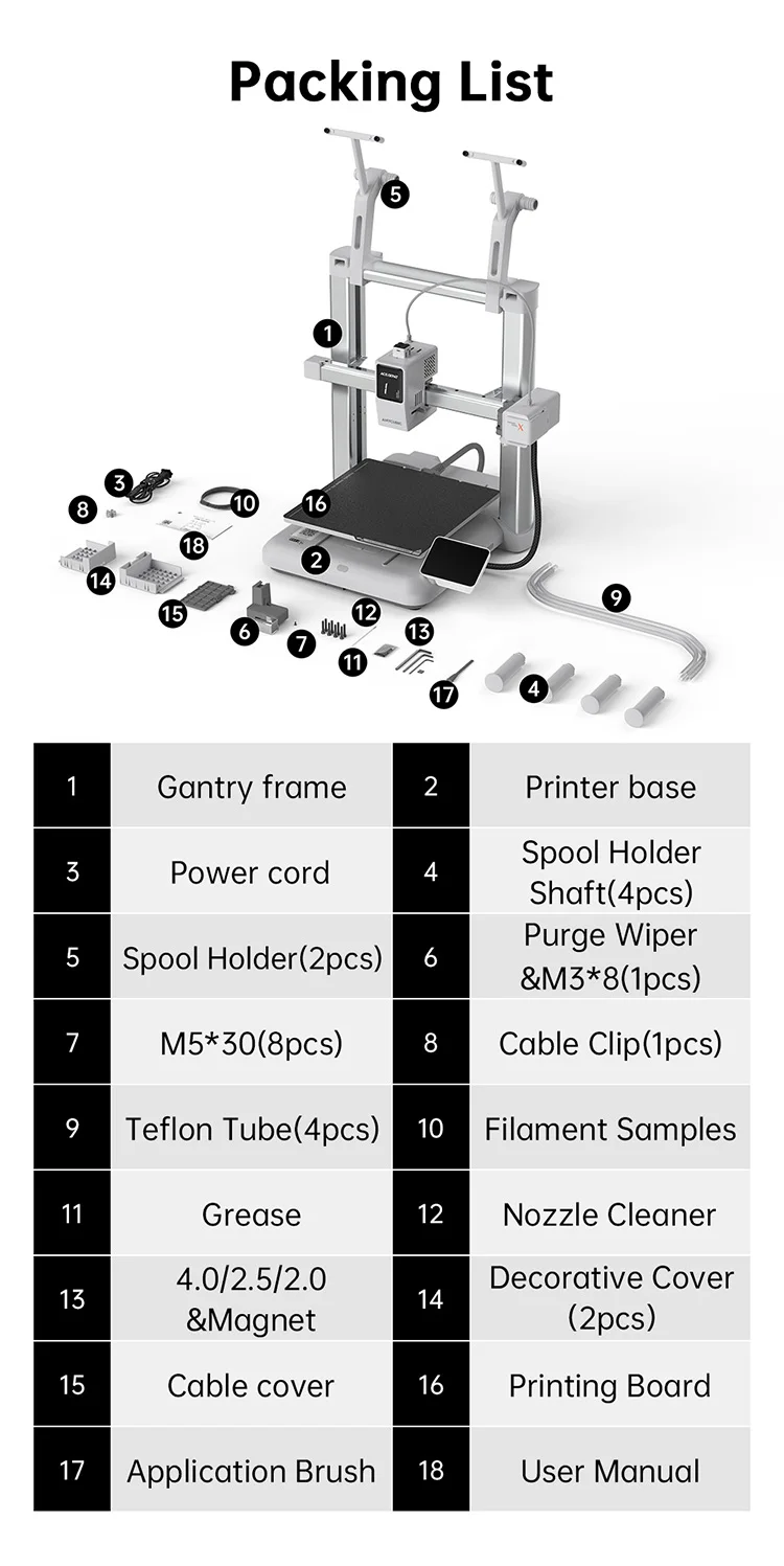 NEW ANYCUBIC Kobra X Multi-color 3D Printer Built in 4 Color Soft & Hard Materail Printing Max 600mm/s Print Speed 3D Printer