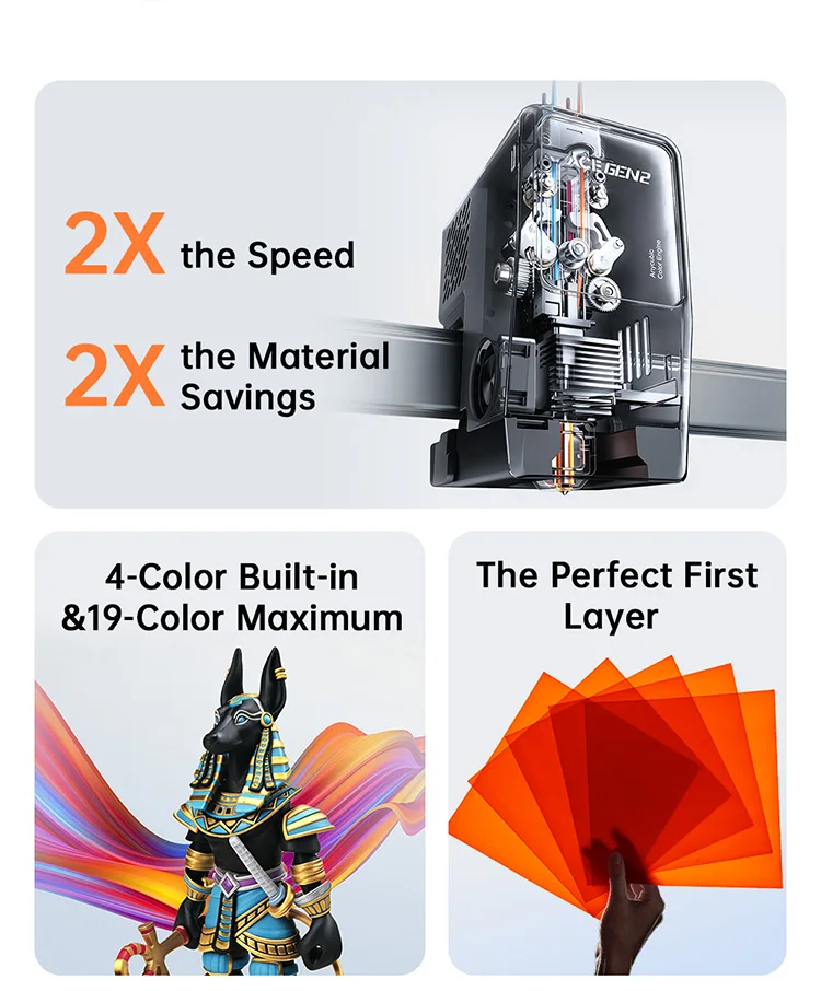 NEW ANYCUBIC Kobra X Multi-color 3D Printer Built in 4 Color Soft & Hard Materail Printing Max 600mm/s Print Speed 3D Printer