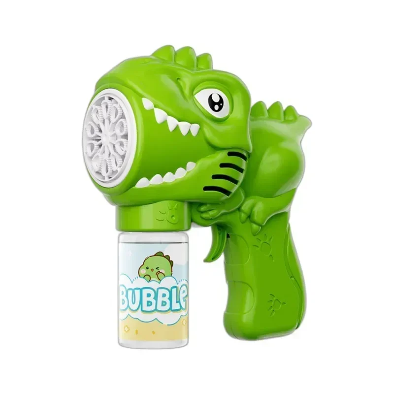 Dinosaur Bubble Machine Electric Bubble Gun with Light Fully Automatic Bubble Gun Automatic Soap Blower Outdoor Game Toy