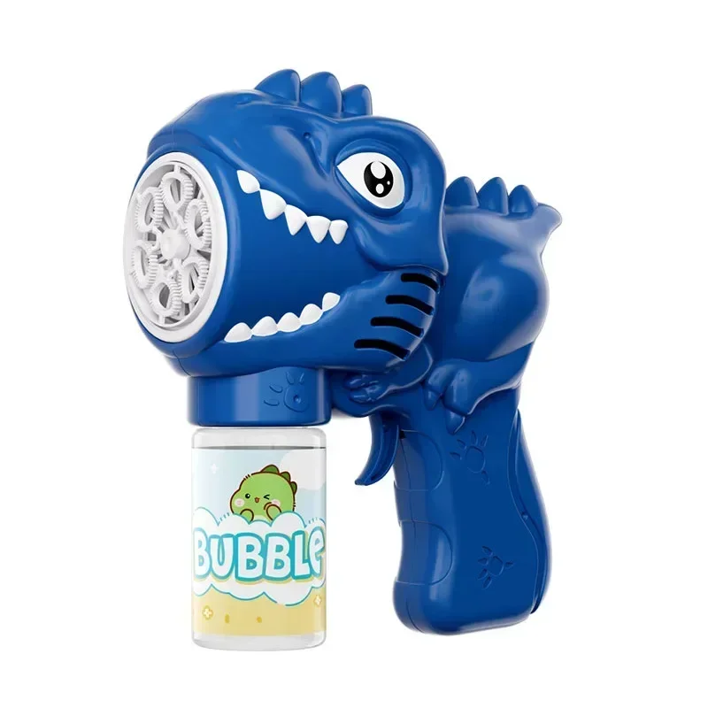 Dinosaur Bubble Machine Electric Bubble Gun with Light Fully Automatic Bubble Gun Automatic Soap Blower Outdoor Game Toy
