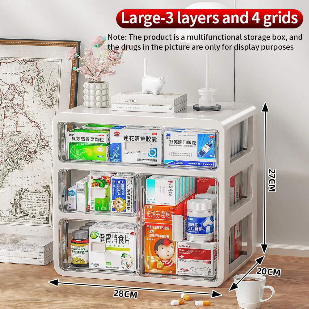Large Capacity Home Medical Storage Box, Multi-layer Drawer Type Medicine Organizer, Multifunctional Drug Storage Cabinet for Ho