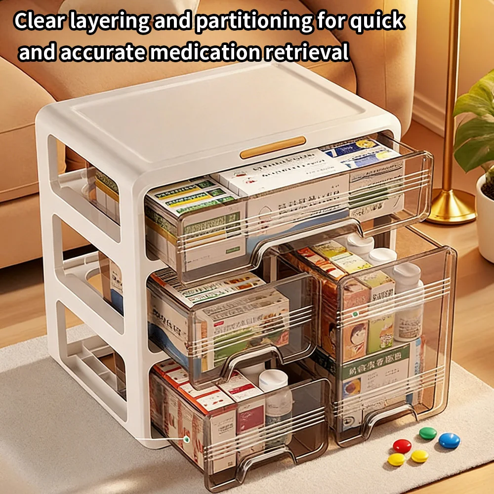 Large Capacity Home Medical Storage Box, Multi-layer Drawer Type Medicine Organizer, Multifunctional Drug Storage Cabinet for Ho
