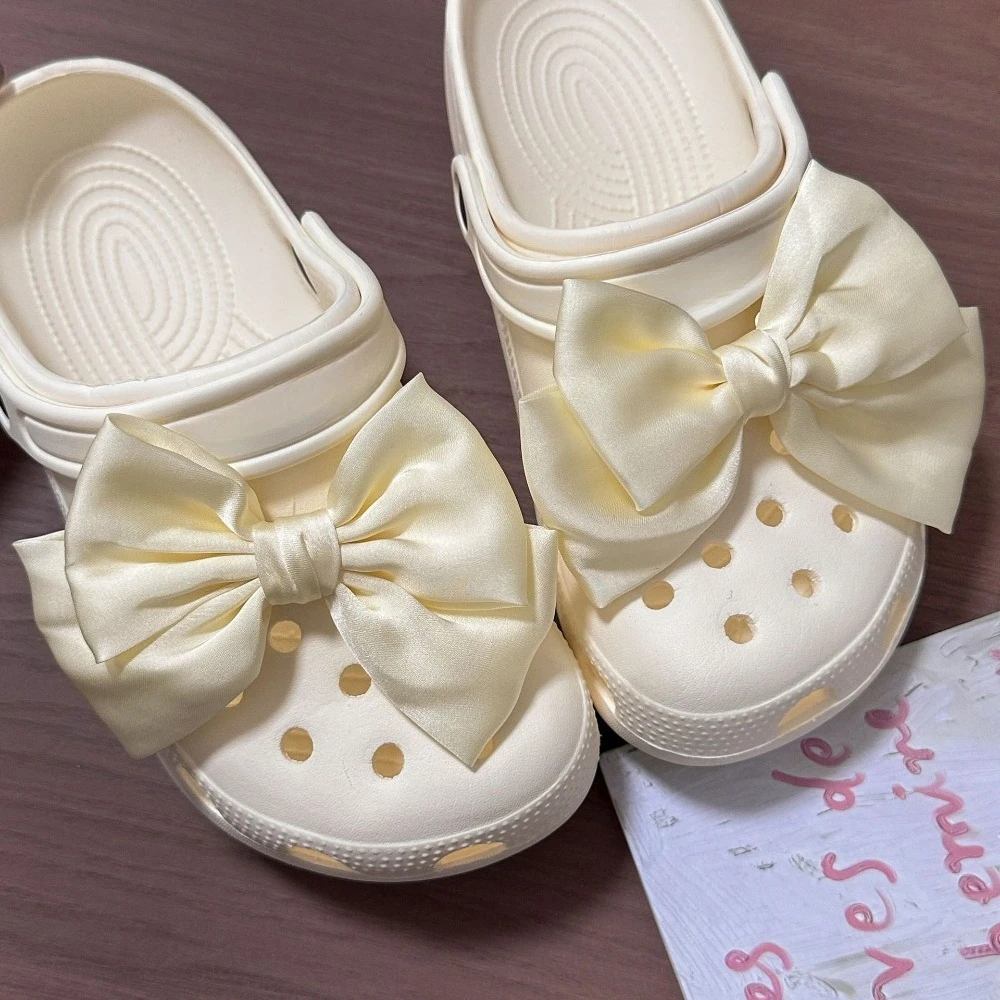 2pcs Cloth Butterfly Bow Shoes Charm Butterfly Shoes Accessories for Girls Hole Shoes DIY Gift
