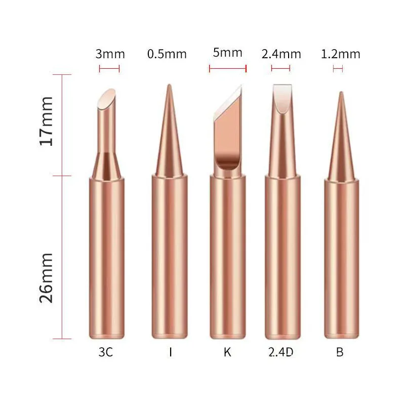 900M-T Series Welding Tips Lead-Free Welding Solder Tip Pure Copper Soldering Iron Head Welding Soldering Accessories