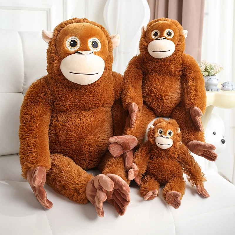 30/60/90CM Lifelike Monkey Orangutan Plushies Dolls Cartoon Gorilla Plush Stuffed Animal Toy Room Decor