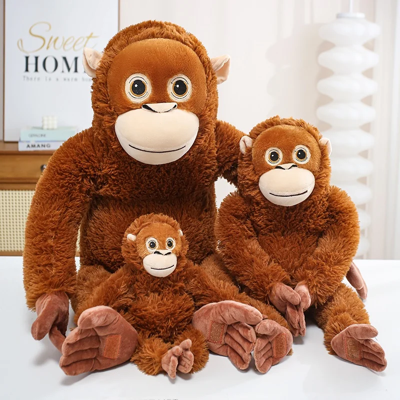 30/60/90CM Lifelike Monkey Orangutan Plushies Dolls Cartoon Gorilla Plush Stuffed Animal Toy Room Decor